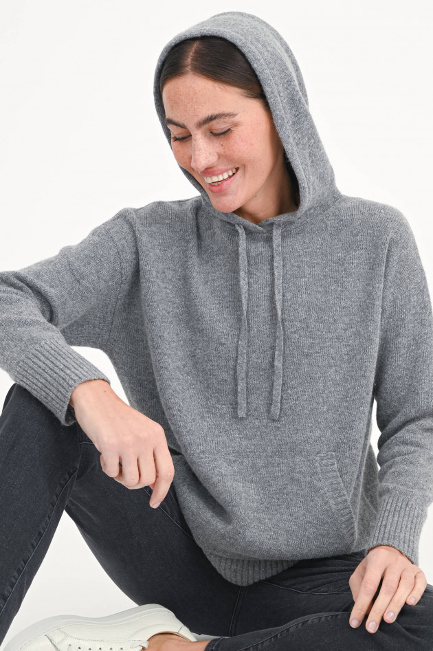 Max Mara Weekend Hoodie SCENICO aus Woll-Cashmere-Mix in Dunkelgrau