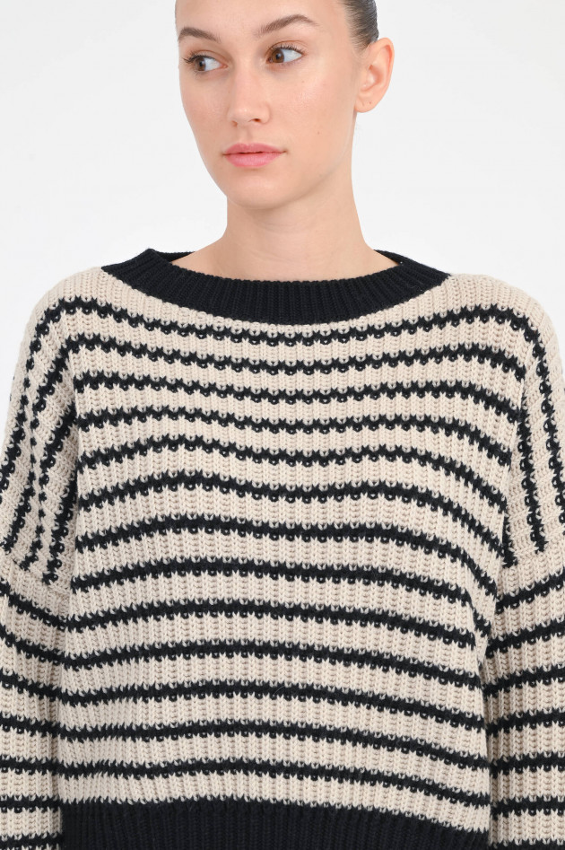 Max Mara Weekend Gestreifter Pullover EZOR in Beige/Schwarz