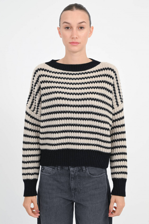 Max Mara Weekend Gestreifter Pullover EZOR in Beige/Schwarz