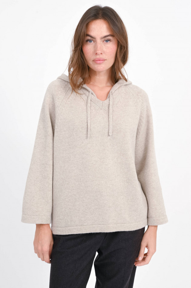 Max Mara Weekend Wollpullover GHIANDA mit Kapuze in Sand Melange