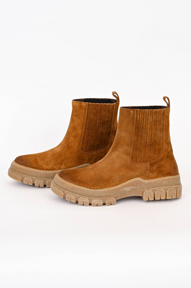 Max Mara Weekend Chelsea Boot GENEPI aus Veloursleder in Cognac