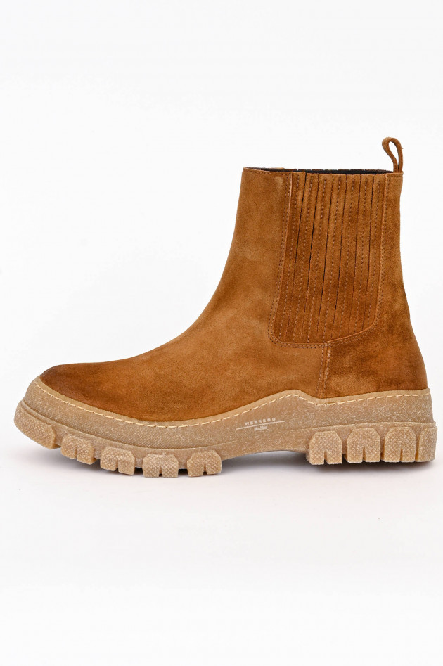 Max Mara Weekend Chelsea Boot GENEPI aus Veloursleder in Cognac