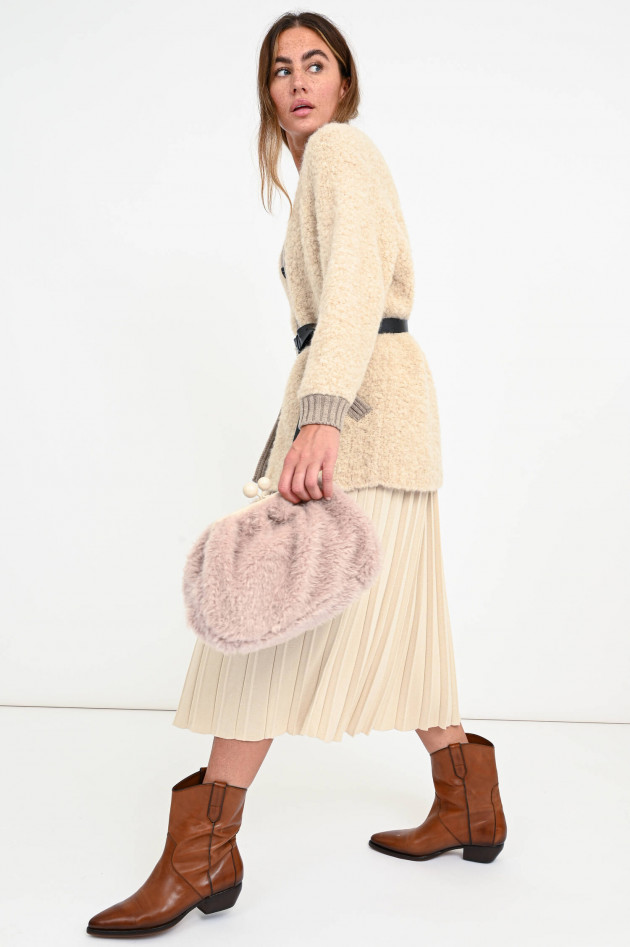 Max Mara Weekend Strickjacke AGAR mit Teddyfell in Creme/Sand