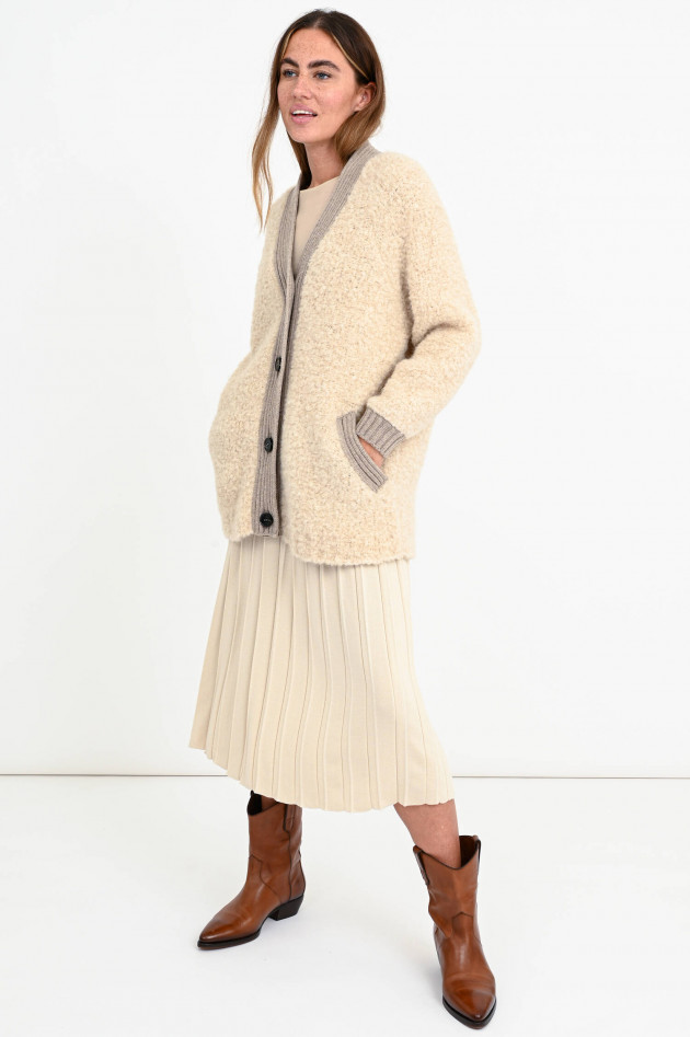 Max Mara Weekend Strickjacke AGAR mit Teddyfell in Creme/Sand