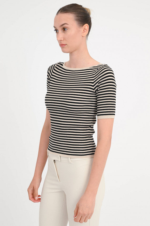 Max Mara Weekend Ripp-Shirt WASER in Beige/Schwarz gestreift