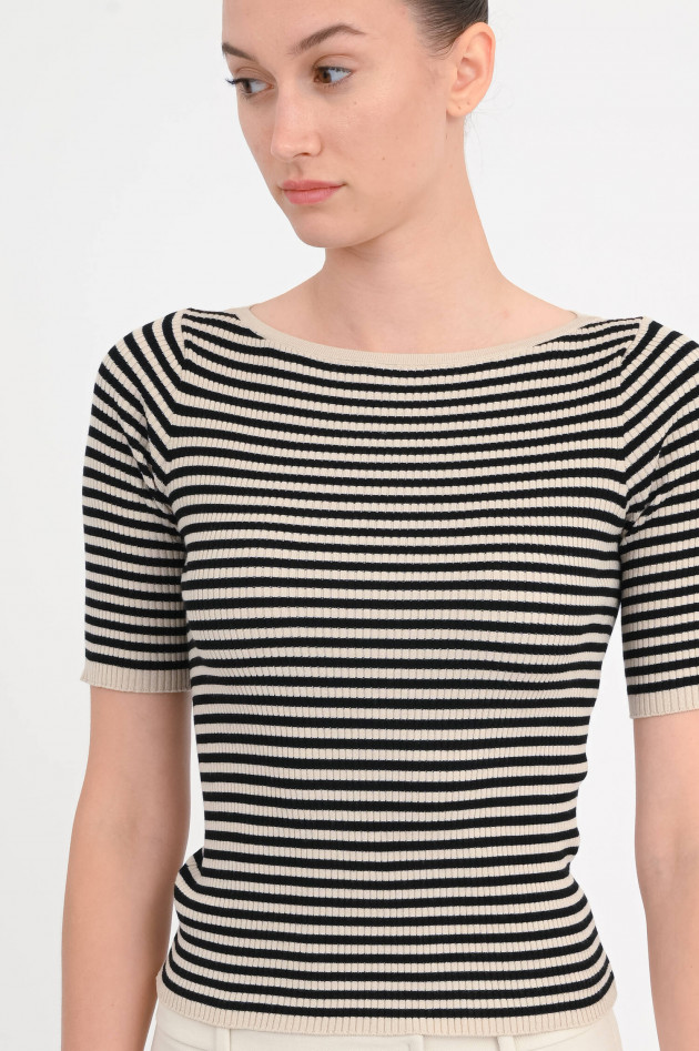 Max Mara Weekend Ripp-Shirt WASER in Beige/Schwarz gestreift