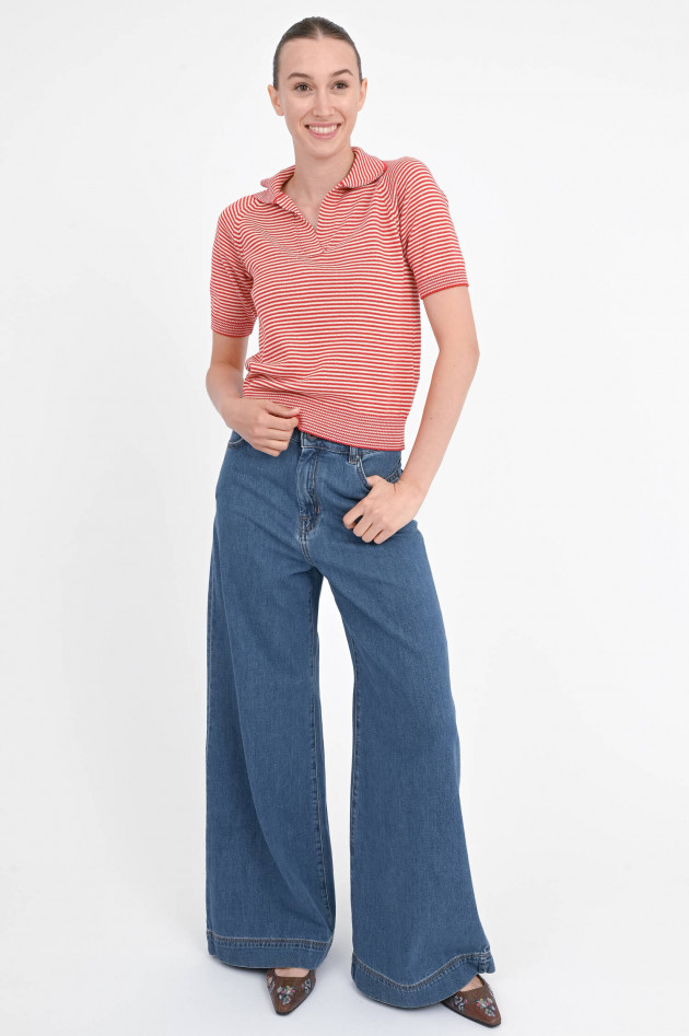 Max Mara Weekend Gestreiftes Kurzarm-Polo in Rot/Weiß