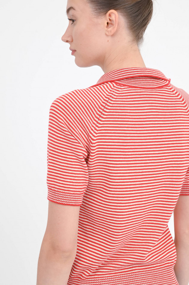 Max Mara Weekend Gestreiftes Kurzarm-Polo in Rot/Weiß