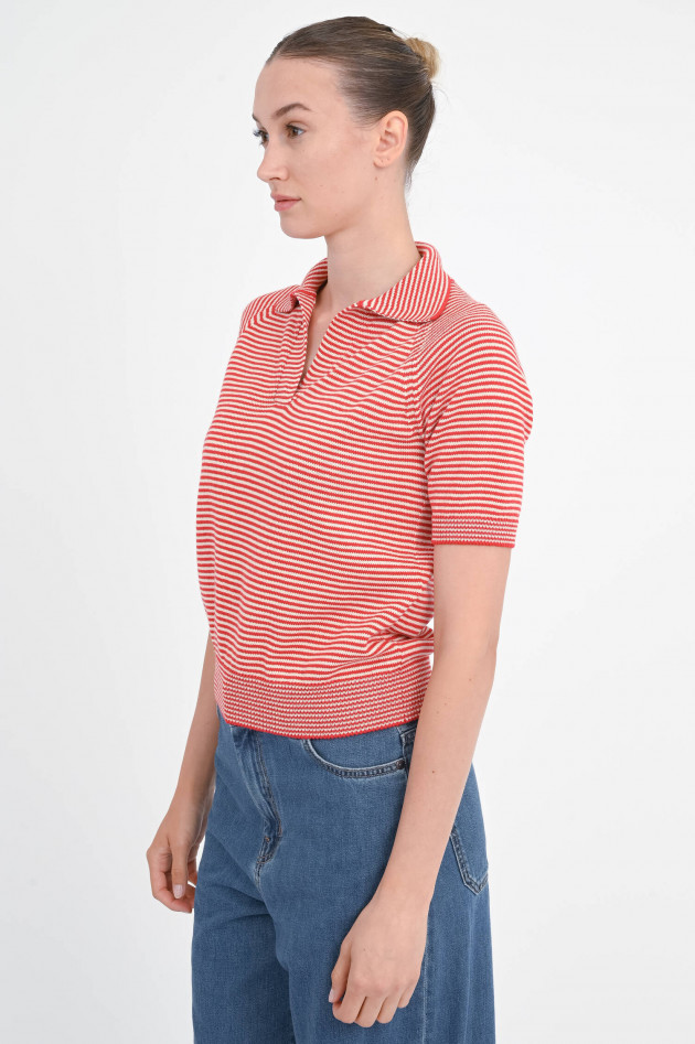 Max Mara Weekend Gestreiftes Kurzarm-Polo in Rot/Weiß