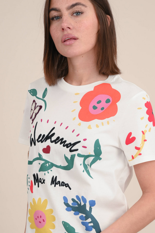 Max Mara Weekend T-Shirt mit Print in Weiß/Multicolor