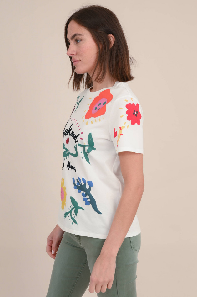 Max Mara Weekend T-Shirt mit Print in Weiß/Multicolor