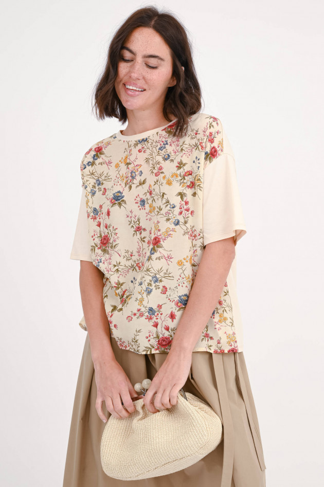 Max Mara Weekend T-Shirt aus Seiden-Mix MALAGA in Beige/Multicolor