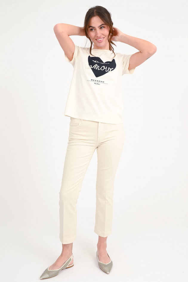 Max Mara Weekend Shirt mit MON AMOUR Stickerei in Elfenbein