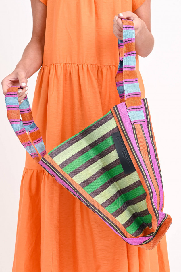 Max Mara Weekend Gestreifter Shopper TOLONE in Pink/Orange