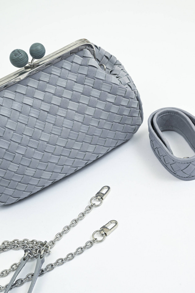 Max Mara Weekend Geflochtene Clutch PANCIA in Graublau