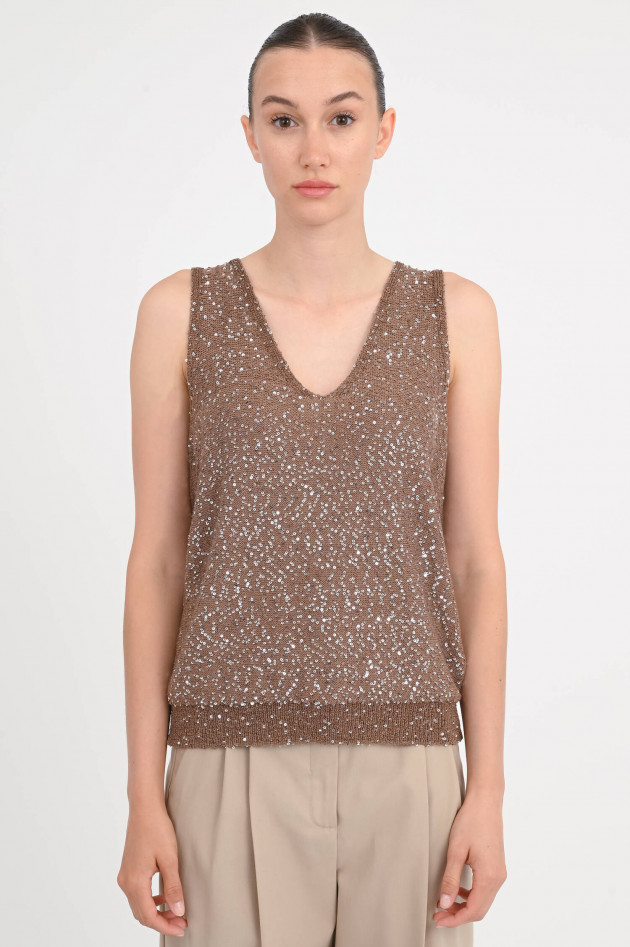 Max Mara Weekend Pailetten-Top ACAICI in Marron Glace
