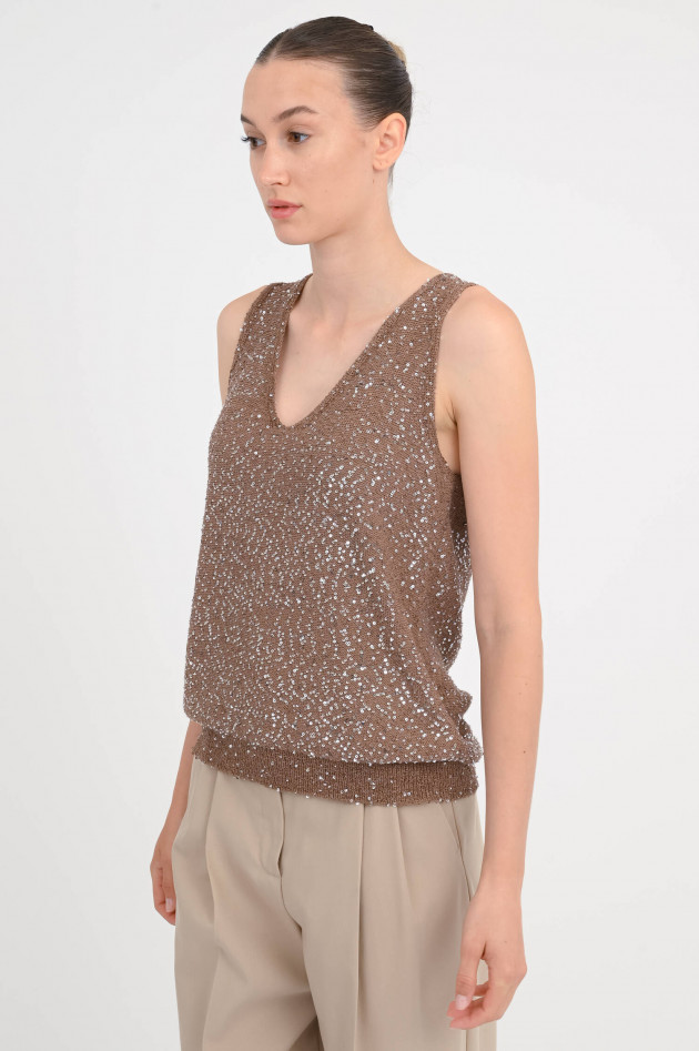 Max Mara Weekend Pailetten-Top ACAICI in Marron Glace