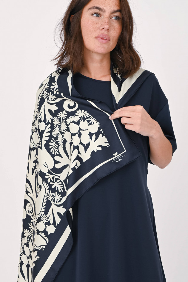 Max Mara Weekend Seidentuch mit Blumenprint in Navy/Creme