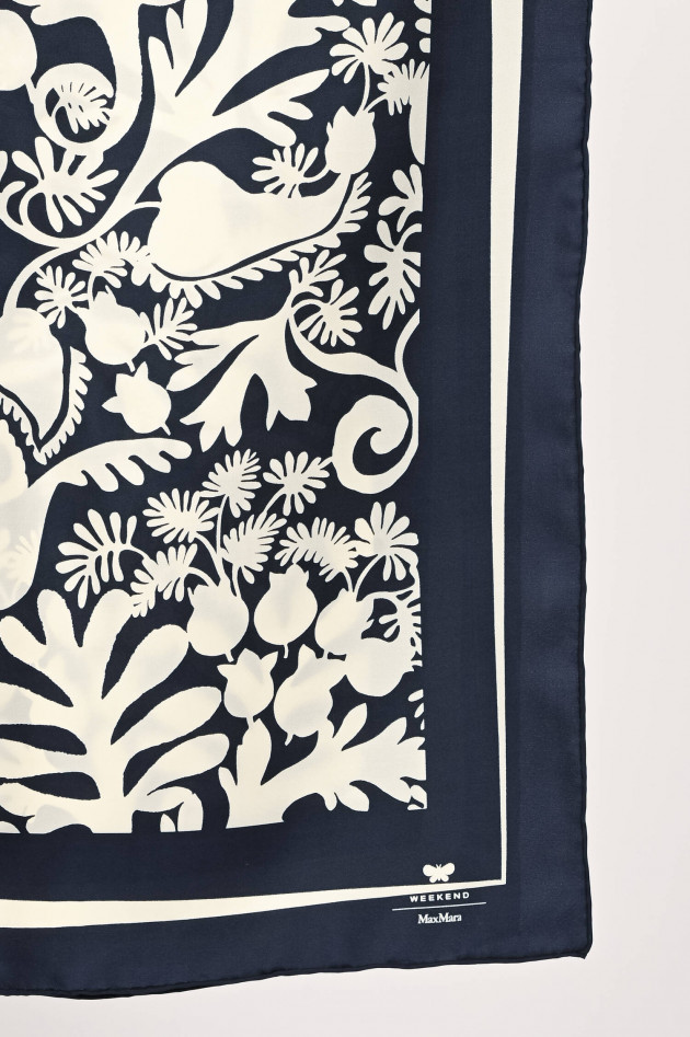 Max Mara Weekend Seidentuch mit Blumenprint in Navy/Creme