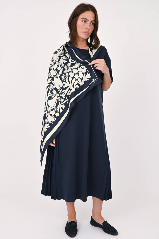 Max Mara Weekend Seidentuch mit Blumenprint in Navy/Creme