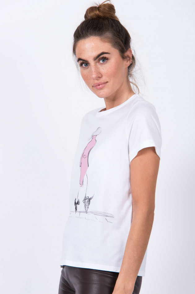 Mey Story Baumwollshirt mit Print in Weiß/Rosa