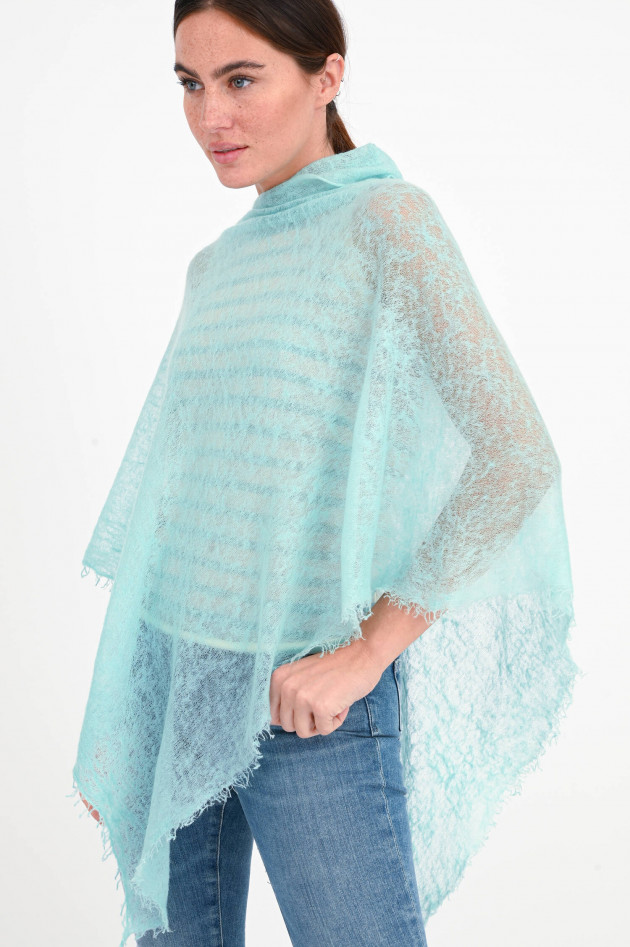 Mirror in the Sky Cashmere Poncho in Türkisblau