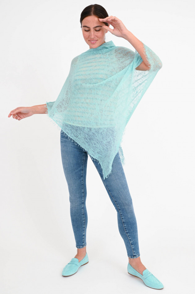 Mirror in the Sky Cashmere Poncho in Türkisblau