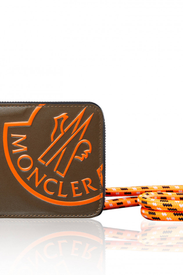 Moncler Geldbörse mit Kordel in Khaki/Orange