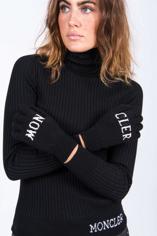 Moncler Handschuhe mit Schriftzug in Schwarz