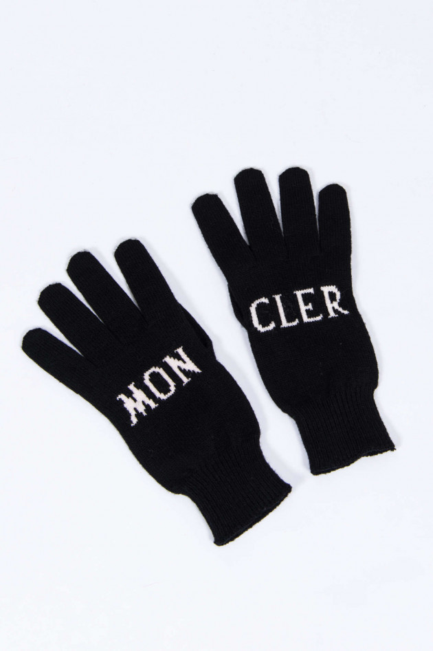 Moncler Handschuhe mit Schriftzug in Schwarz