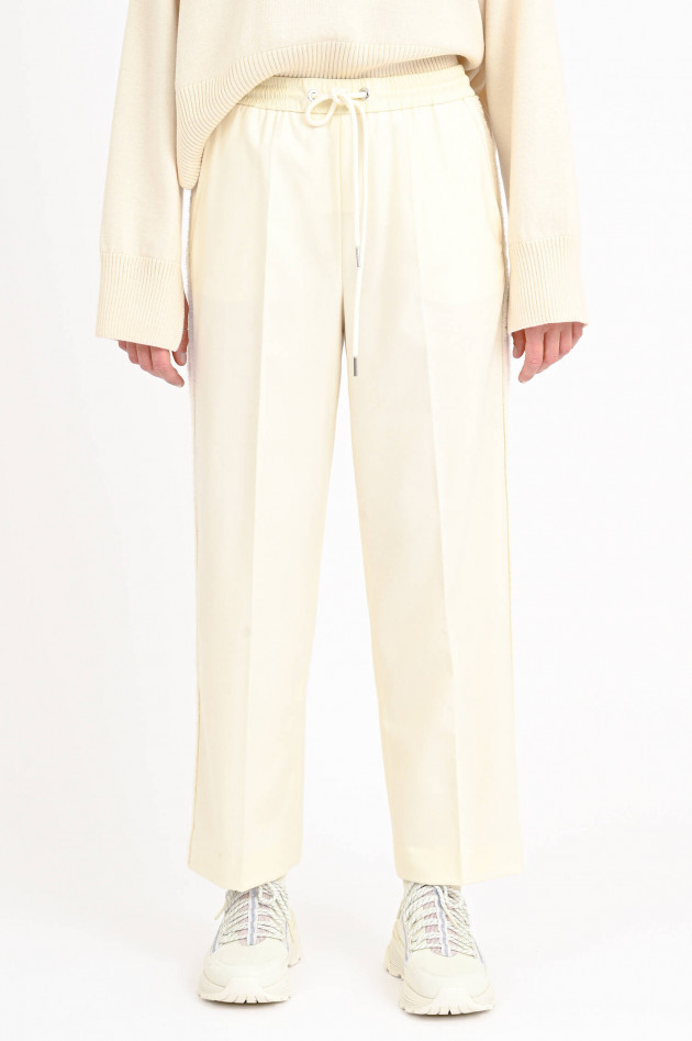 Moncler Hose aus Schurwolle mit elastischem Bund in Creme