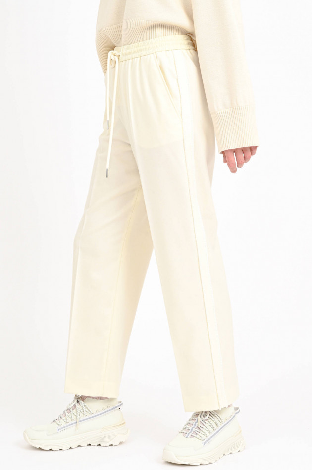 Moncler Hose aus Schurwolle mit elastischem Bund in Creme