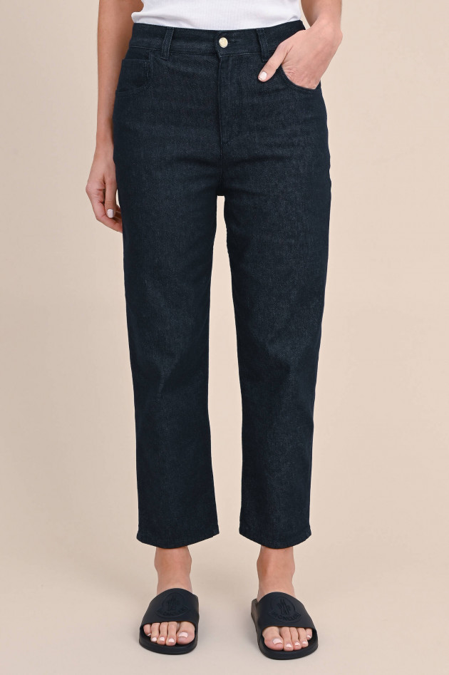 Moncler Cropped Jeans in Dunkelblau meliert