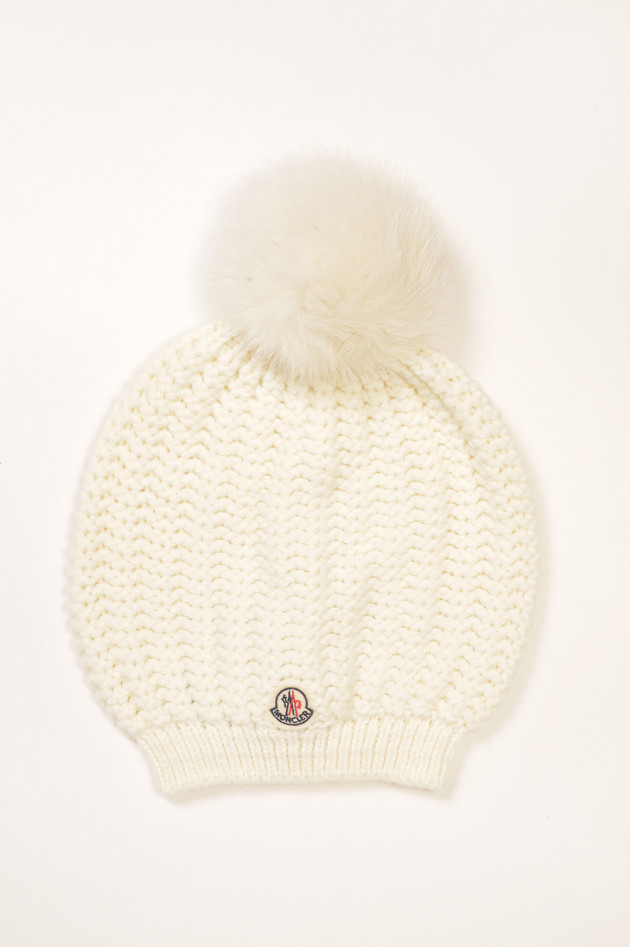 Moncler Beanie Mütze in Natur