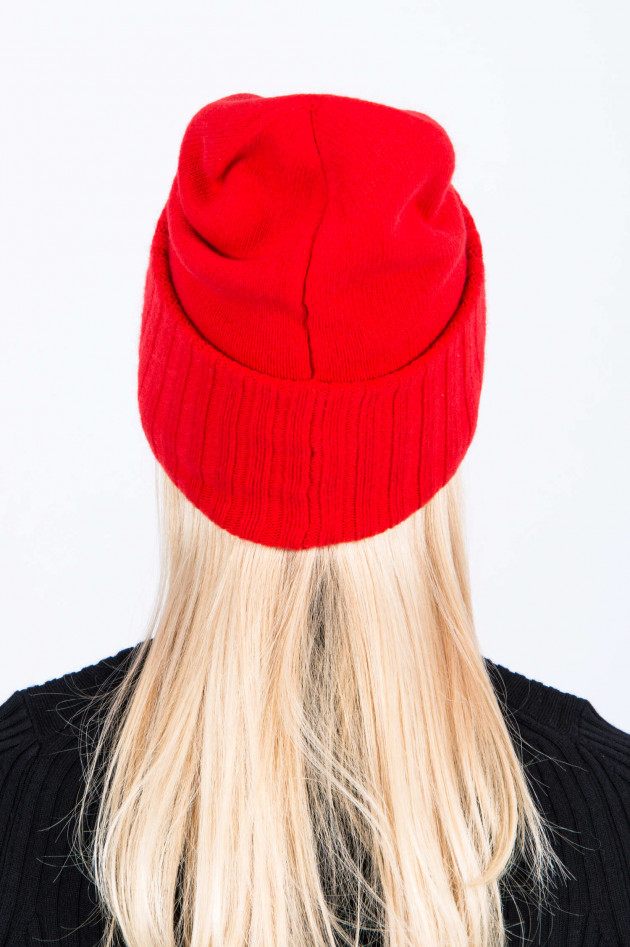 Moncler Beanie mit Logo in Rot