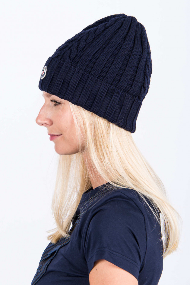 Moncler Grobstrick-Mütze in Navy