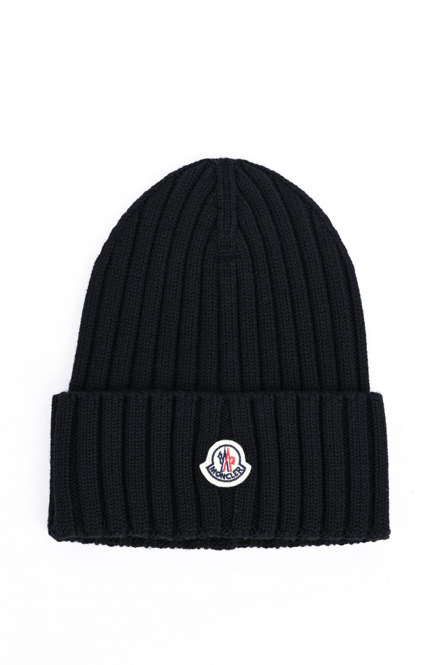 Moncler Rippstrick-Beanie BERRETTO TRICOT in Schwarz