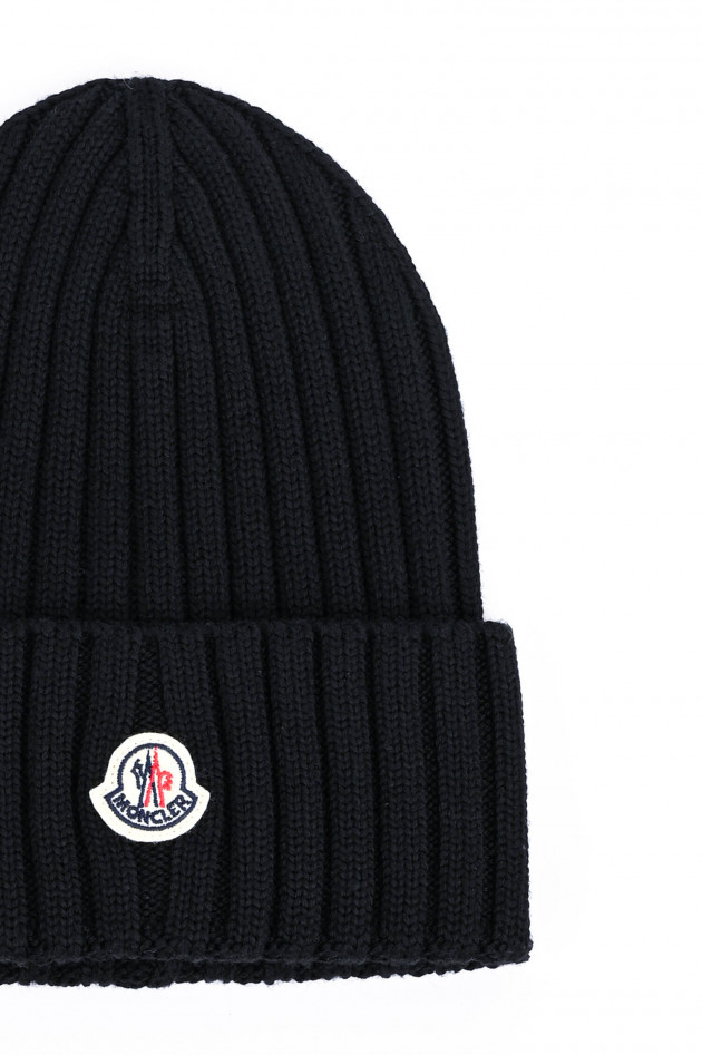 Moncler Rippstrick-Beanie BERRETTO TRICOT in Schwarz