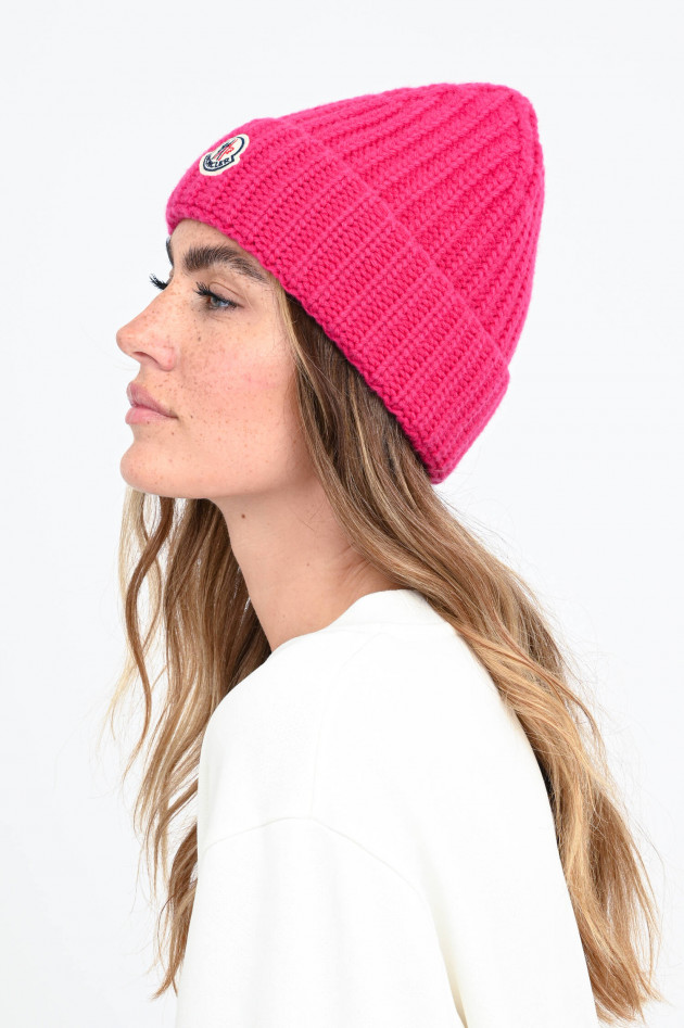 Moncler Rippstrick-Mütze in Fuchsia