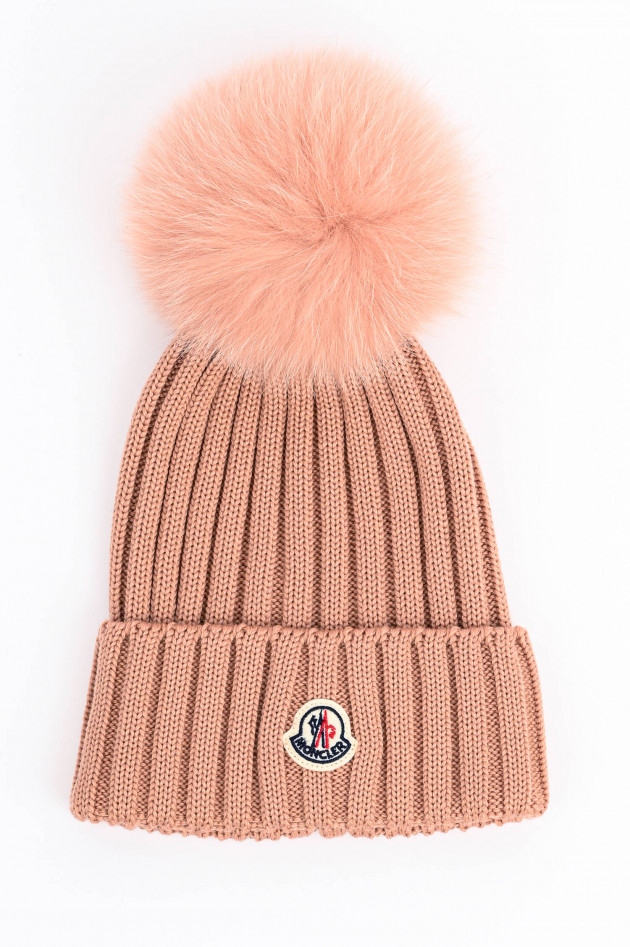 Moncler Mütze BERRETTO mit Fell-Pompon in Rosé