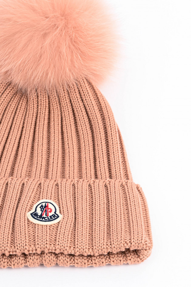 Moncler Mütze BERRETTO mit Fell-Pompon in Rosé