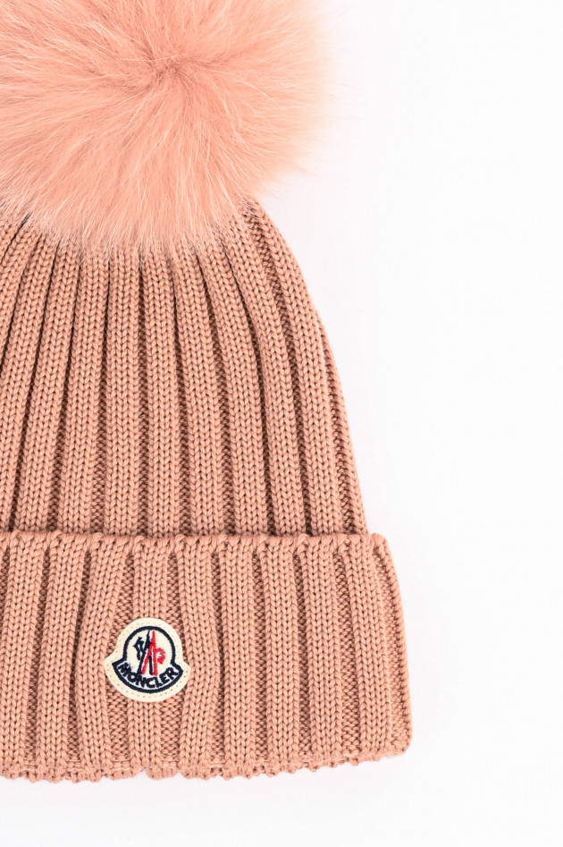 Moncler Mütze BERRETTO mit Fell-Pompon in Rosé