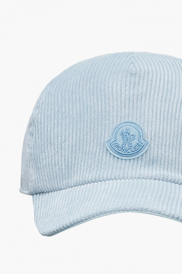 Moncler Cord-Basecap mit Logopatch in Hellblau