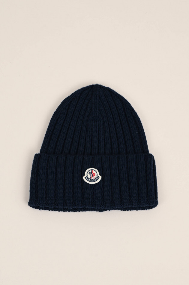 Moncler Mütze mit Logo-Patch in Navy