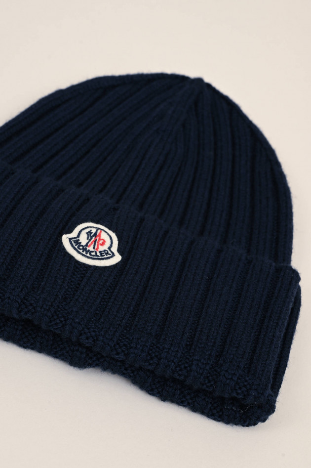 Moncler Mütze mit Logo-Patch in Navy