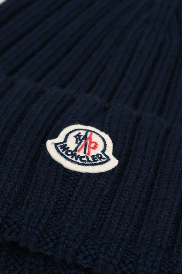 Moncler Mütze mit Logo-Patch in Navy