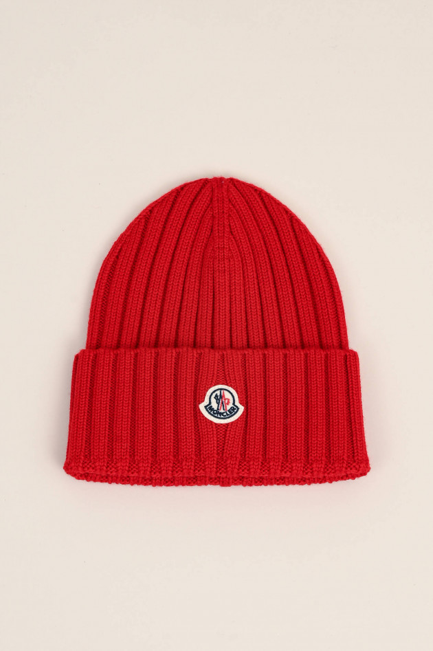 Moncler Mütze mit Logo-Patch in Rot