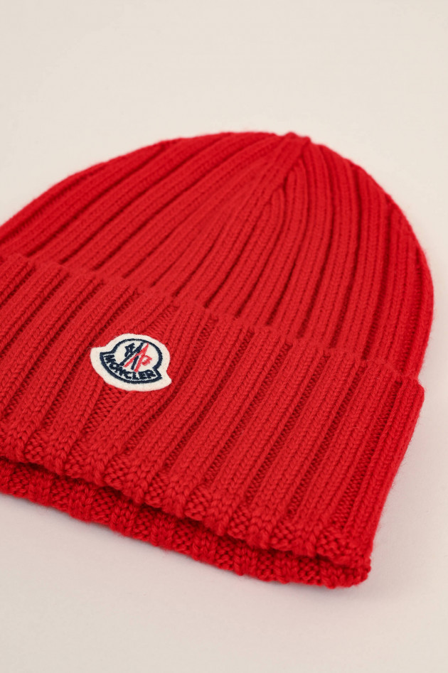 Moncler Mütze mit Logo-Patch in Rot