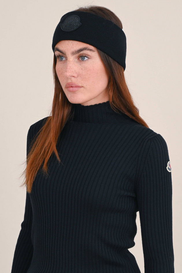 Moncler Stirnband mit Steinchen in Schwarz