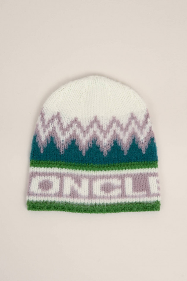 Moncler Strickmütze in Weiß/Grün/Rosé